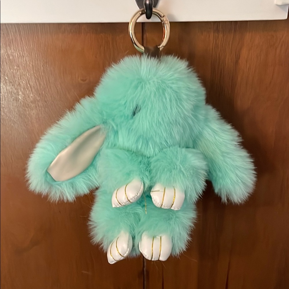 Fluffy Mint Green Bunny Keychain